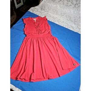 Matilda Jane One‎ Way Dress Red Ruffle V-neck Knit Mid Fit & Flare Coral Large